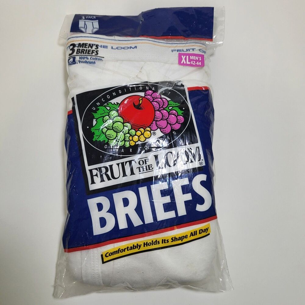 New Vintage 1996 Fruit Of The Loom Ftl Briefs Xl (42-44) 3 Pack